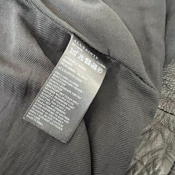 AllSaints Slim Fit Leather Biker Jacket US Size 0 - Picture 13 of 16